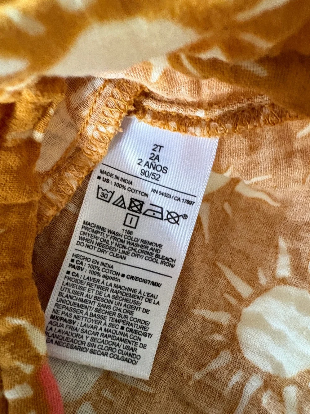 Old Navy Mustard Yellow Cotton Sun Print Romper - Toddler Girls Size 2T